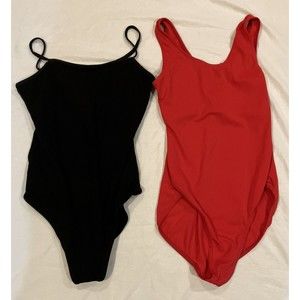 Balera Leotard Lot of 2 Dance Costume Black & Red Size Small Medium